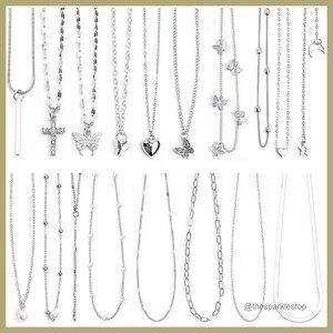 18 Piece Y2K Necklace Set with Cross Heart Butterfly Star Moon Pearl Pendants